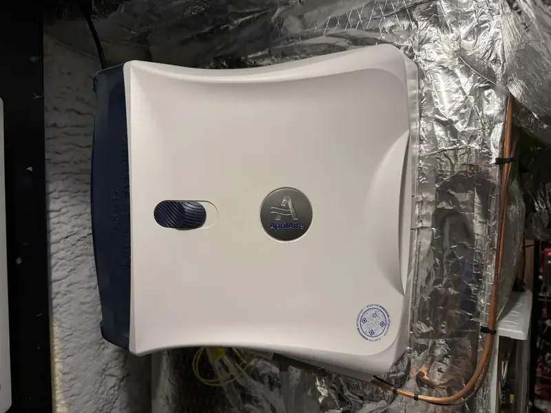 Aprilaire standalone ducted humidifier installed for a Southern NH home without central ductwork by A.J. LeBlanc Heating