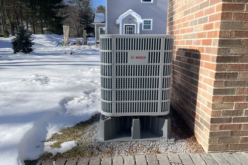 Bosch cold-climate heat pump installation eligible for NHSaves and NE Heat Pump Accelerator rebates