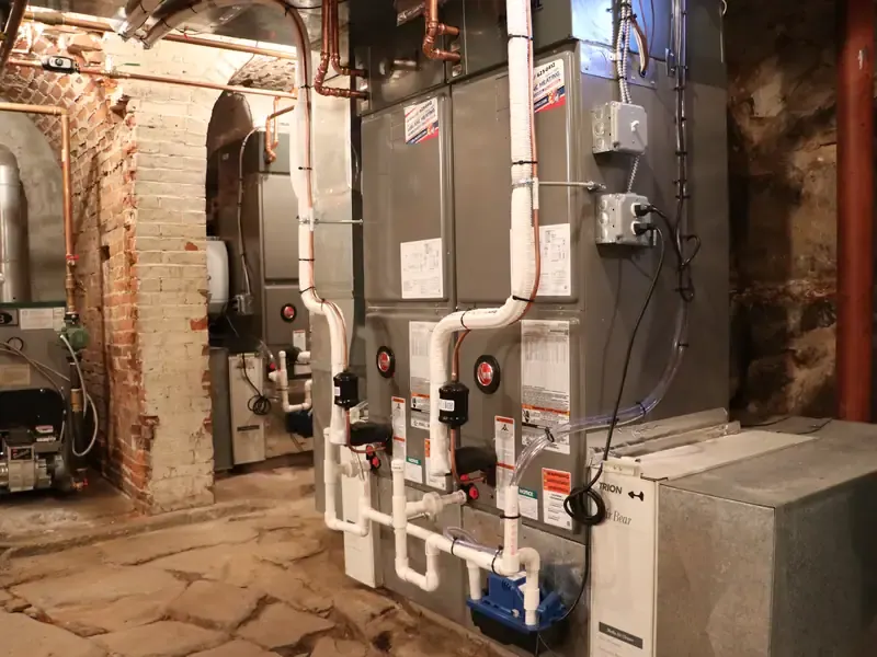 Multi-zone forced-air handler installation in Southern NH basement