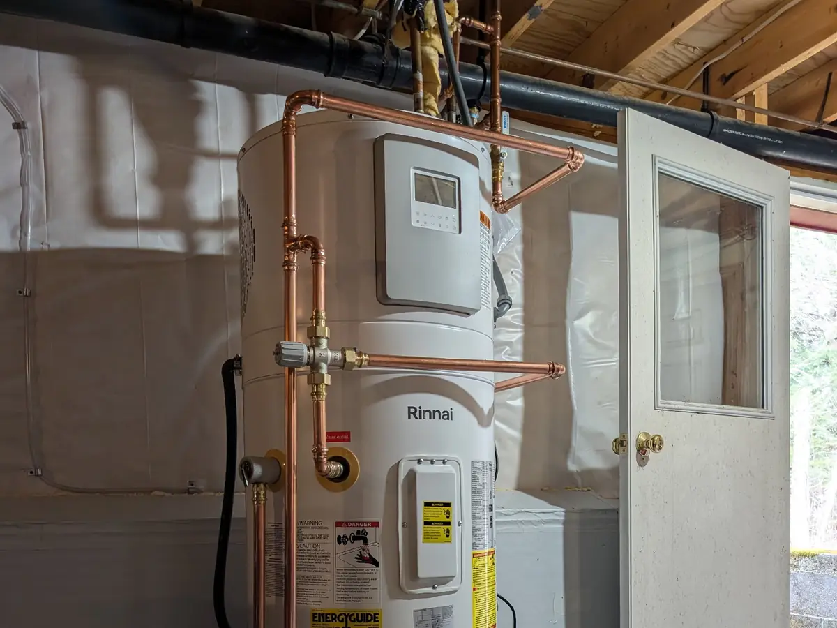 Rinnai hybrid heat pump water heater installation in Southern NH